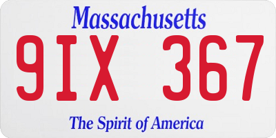 MA license plate 9IX367
