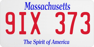 MA license plate 9IX373