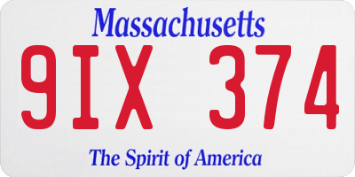 MA license plate 9IX374