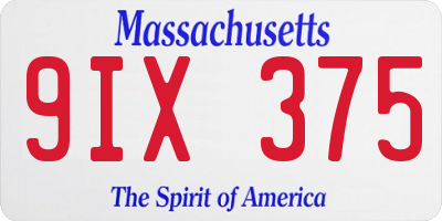 MA license plate 9IX375