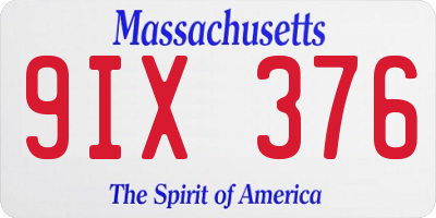 MA license plate 9IX376