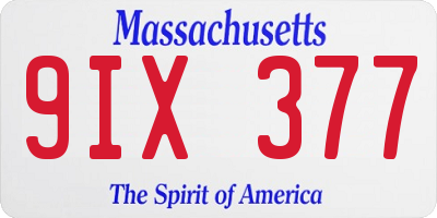 MA license plate 9IX377