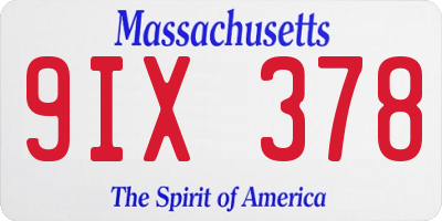 MA license plate 9IX378