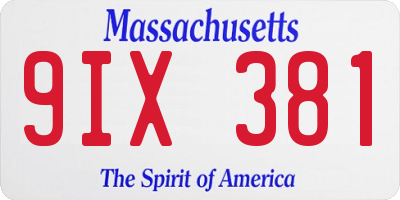 MA license plate 9IX381