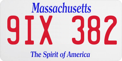 MA license plate 9IX382