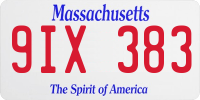 MA license plate 9IX383