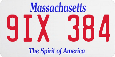 MA license plate 9IX384