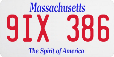 MA license plate 9IX386
