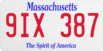 MA license plate 9IX387