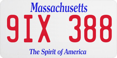 MA license plate 9IX388