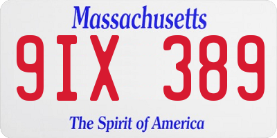 MA license plate 9IX389
