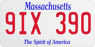 MA license plate 9IX390