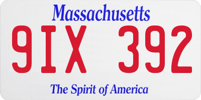 MA license plate 9IX392