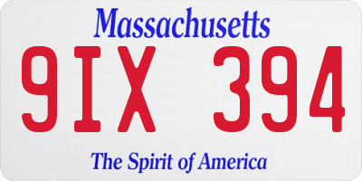 MA license plate 9IX394