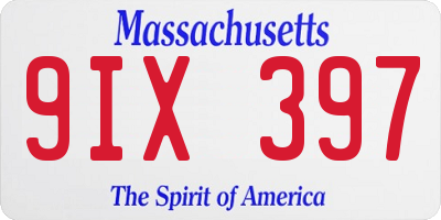 MA license plate 9IX397