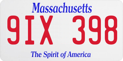 MA license plate 9IX398