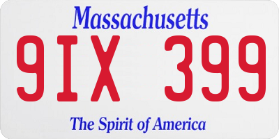 MA license plate 9IX399