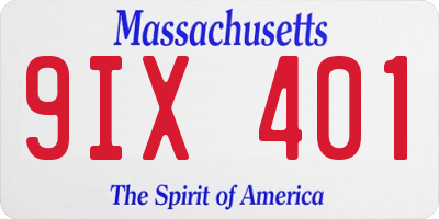 MA license plate 9IX401