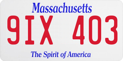 MA license plate 9IX403
