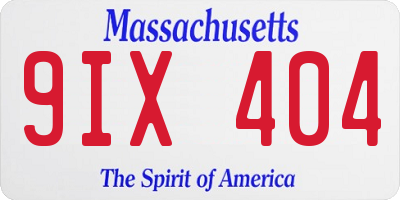 MA license plate 9IX404