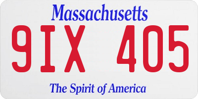 MA license plate 9IX405