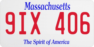 MA license plate 9IX406