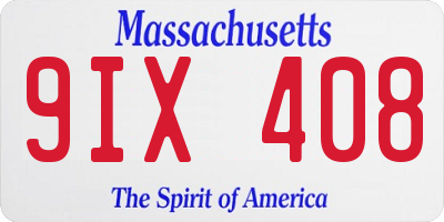 MA license plate 9IX408