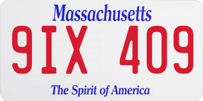 MA license plate 9IX409