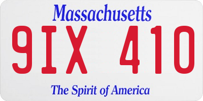 MA license plate 9IX410