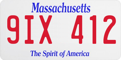 MA license plate 9IX412