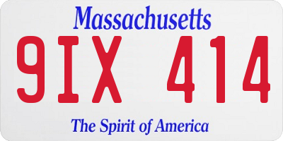 MA license plate 9IX414