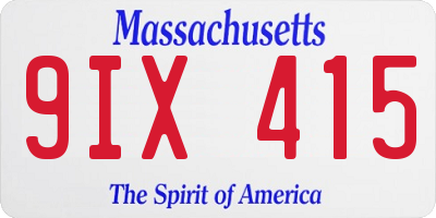 MA license plate 9IX415