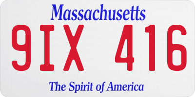 MA license plate 9IX416