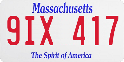 MA license plate 9IX417