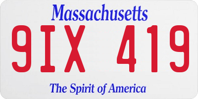 MA license plate 9IX419
