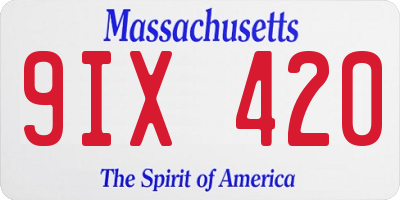 MA license plate 9IX420