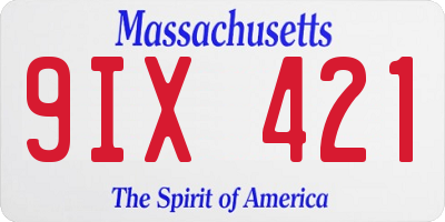 MA license plate 9IX421