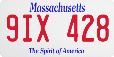 MA license plate 9IX428