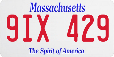 MA license plate 9IX429