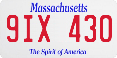 MA license plate 9IX430