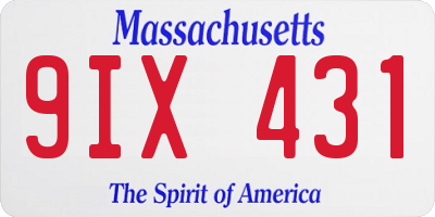 MA license plate 9IX431