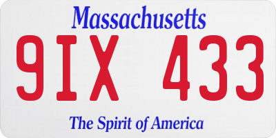 MA license plate 9IX433