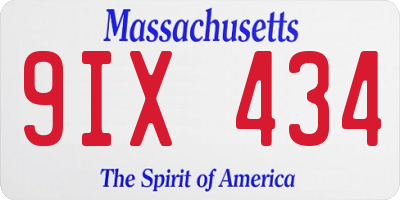 MA license plate 9IX434