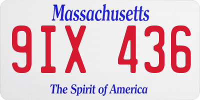 MA license plate 9IX436
