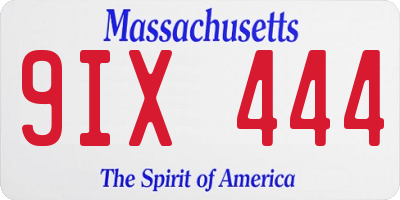 MA license plate 9IX444