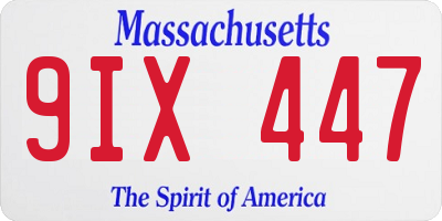 MA license plate 9IX447
