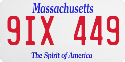 MA license plate 9IX449