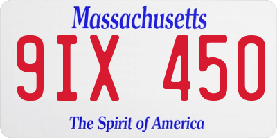 MA license plate 9IX450