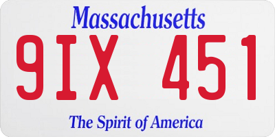 MA license plate 9IX451
