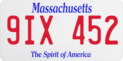 MA license plate 9IX452